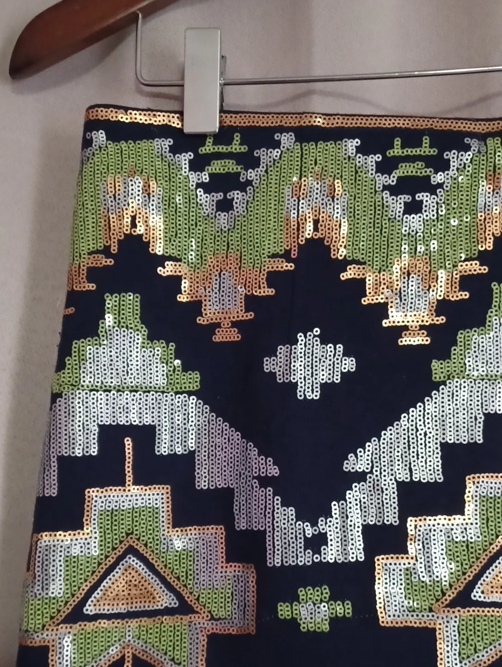 Fate Sequins Southwest Aztec Geometric Mini Skirt Festival Boho Western